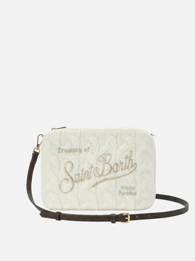 Borsa crossbody Parisienne Wool Braid in misto lana a trecce bianca