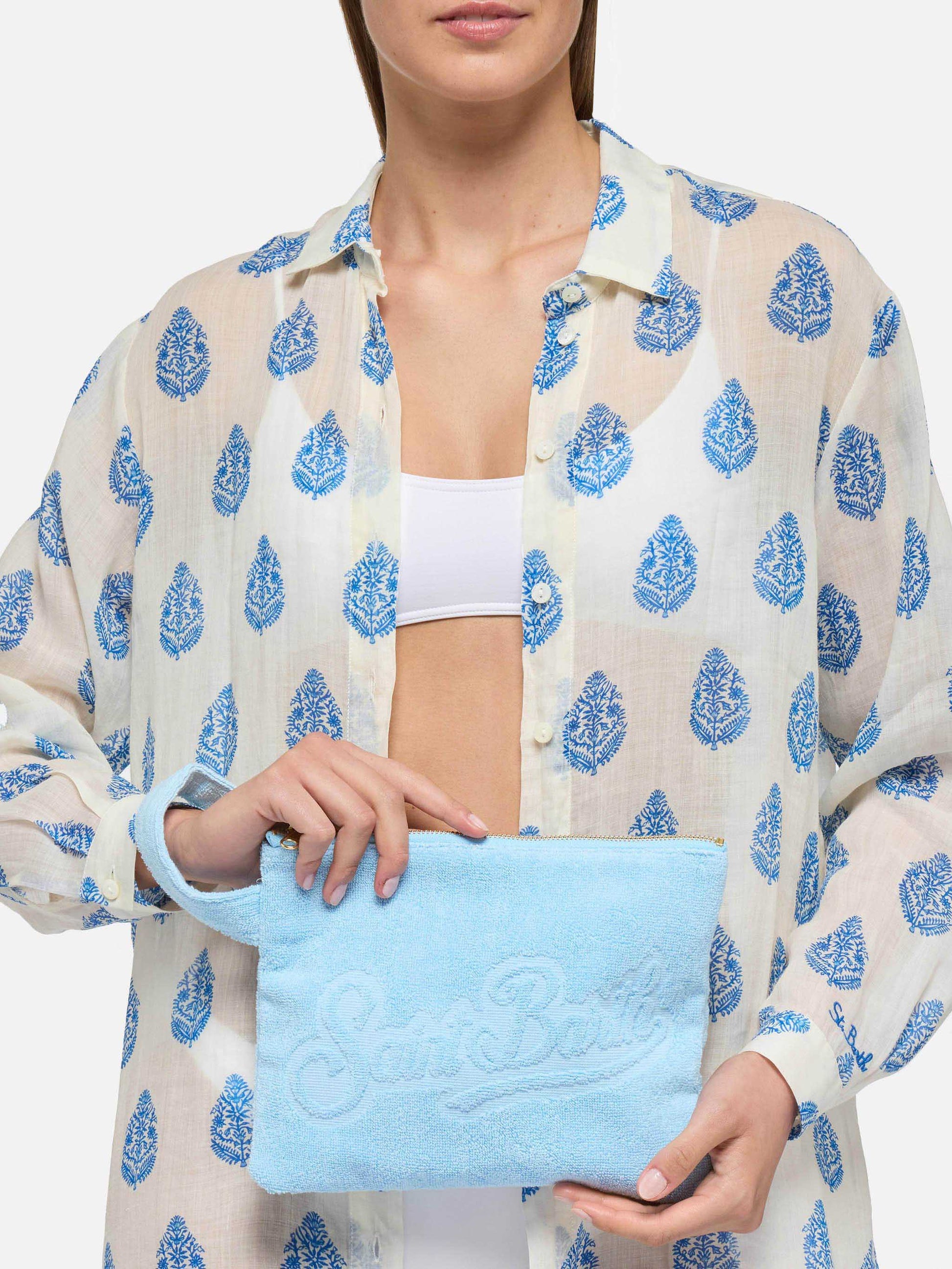 Light blue Pareasy pochette with jacquard Saint Barth logo - MC2 Saint Barth