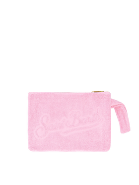 Pink Pareasy pochette with jacquard Saint Barth logo - MC2 Saint Barth