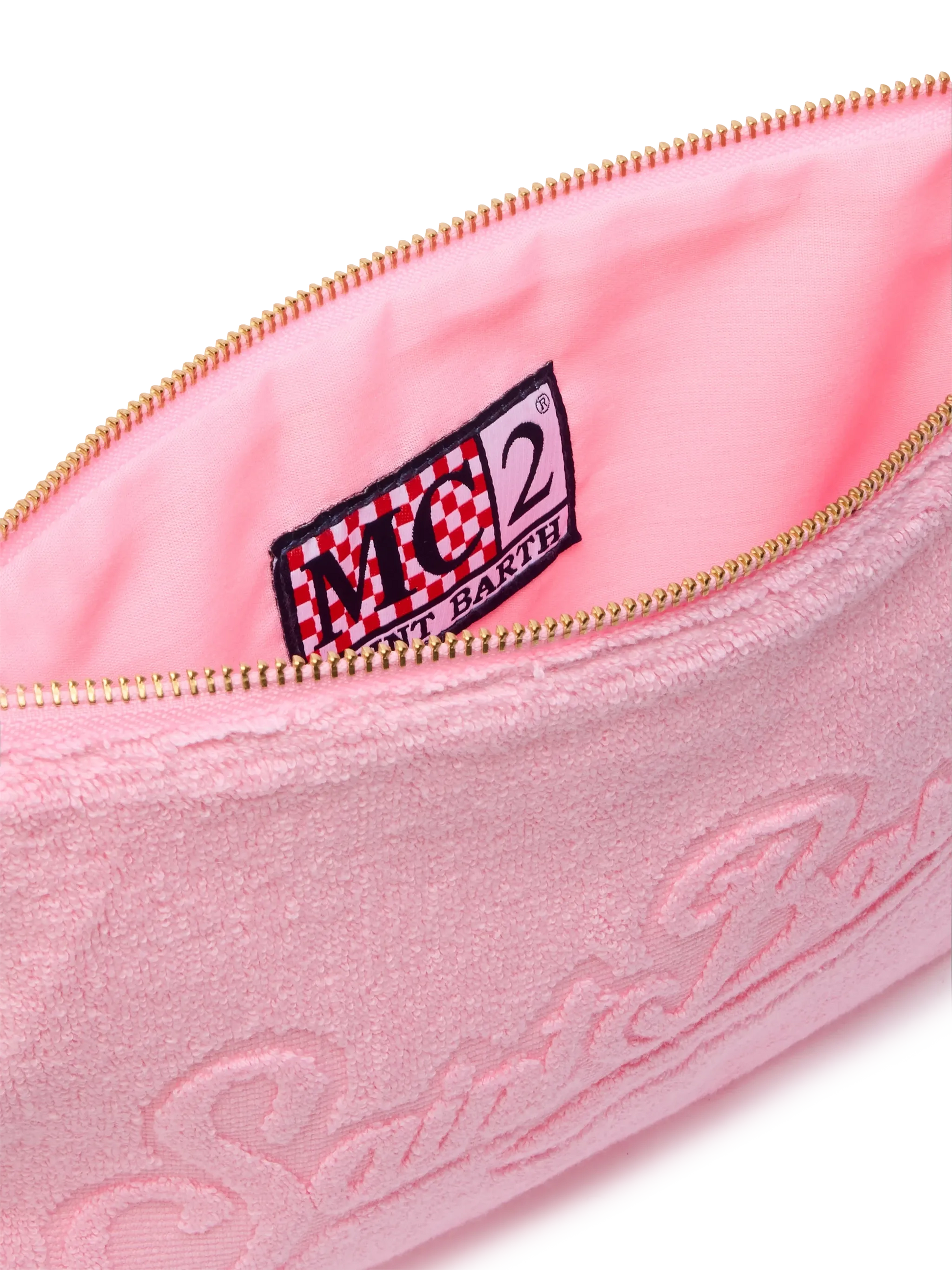 Pink Pareasy pochette with jacquard Saint Barth logo - MC2 Saint Barth
