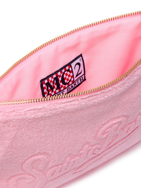 Pink Pareasy pochette with jacquard Saint Barth logo - MC2 Saint Barth