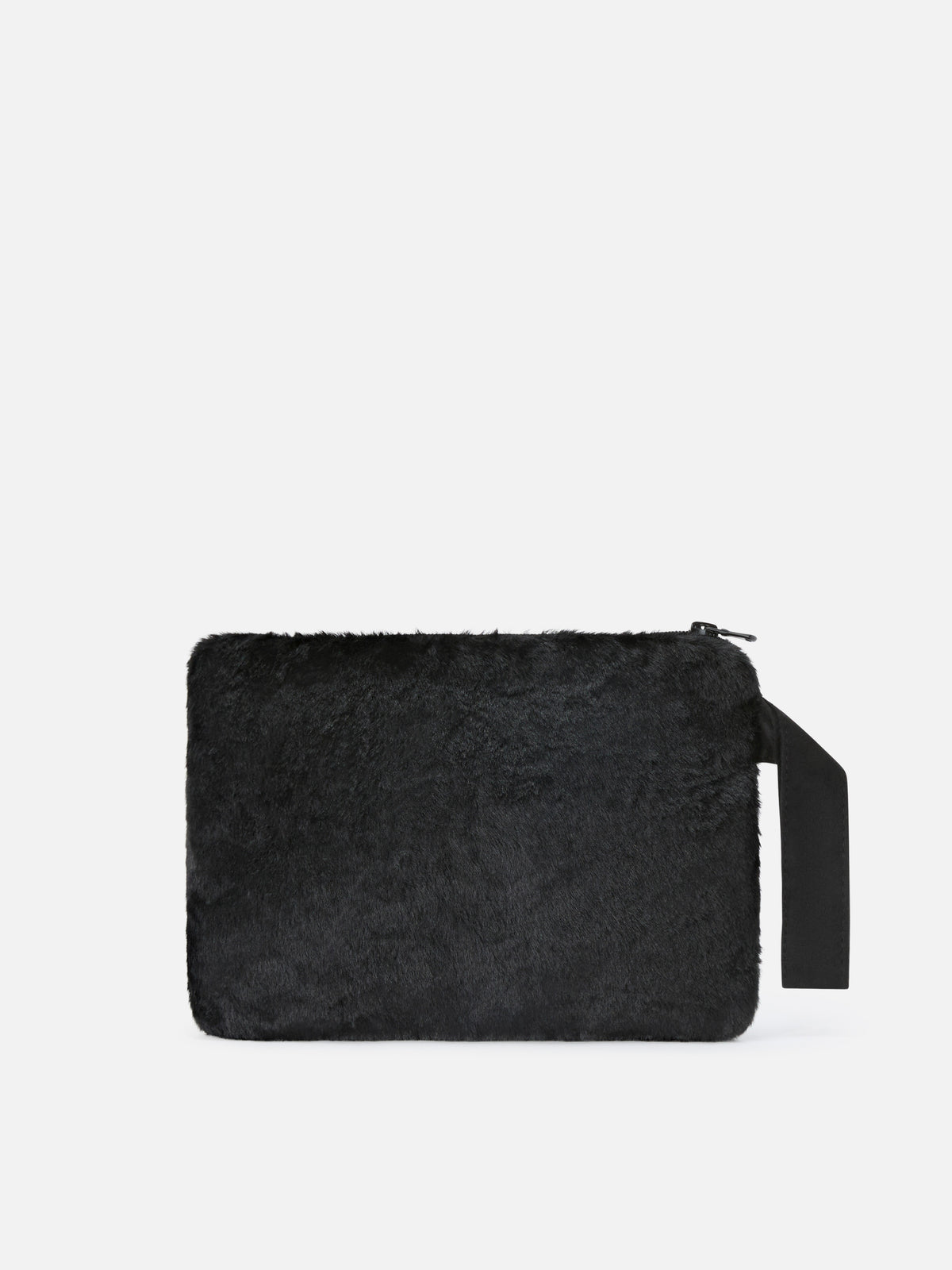 Pareasy en fausse fourrure noire pochette avec broderie logo 