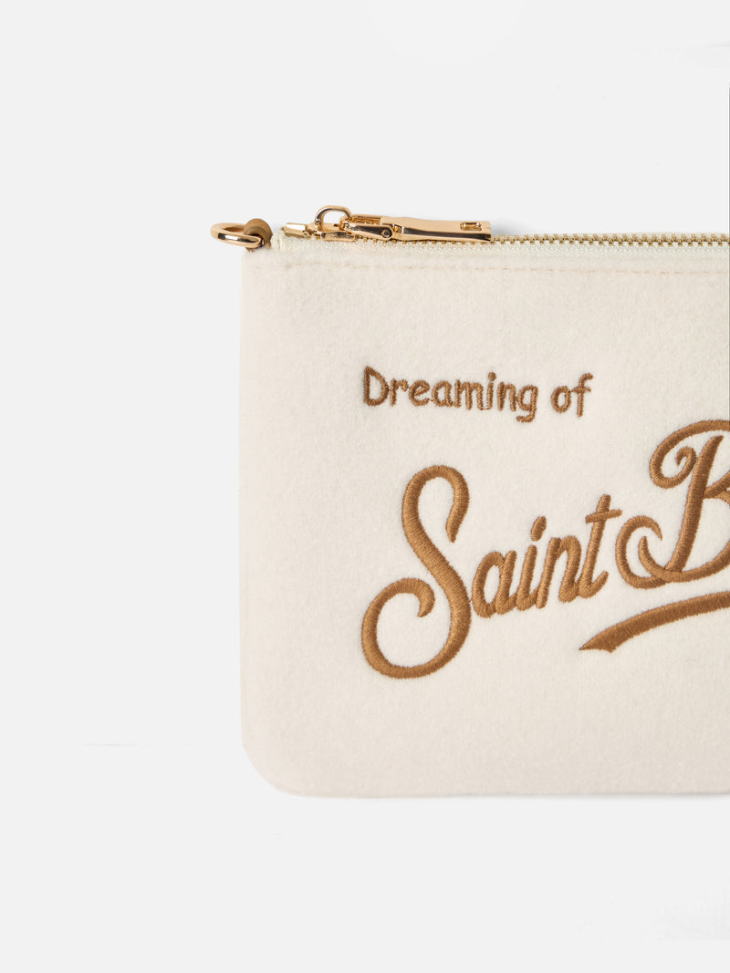 Pouch bianca Mini Parisienne con ricamo Saint Barth