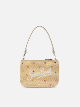 Mini Parisienne pouch con manico a spalla removibile e strass multicolor