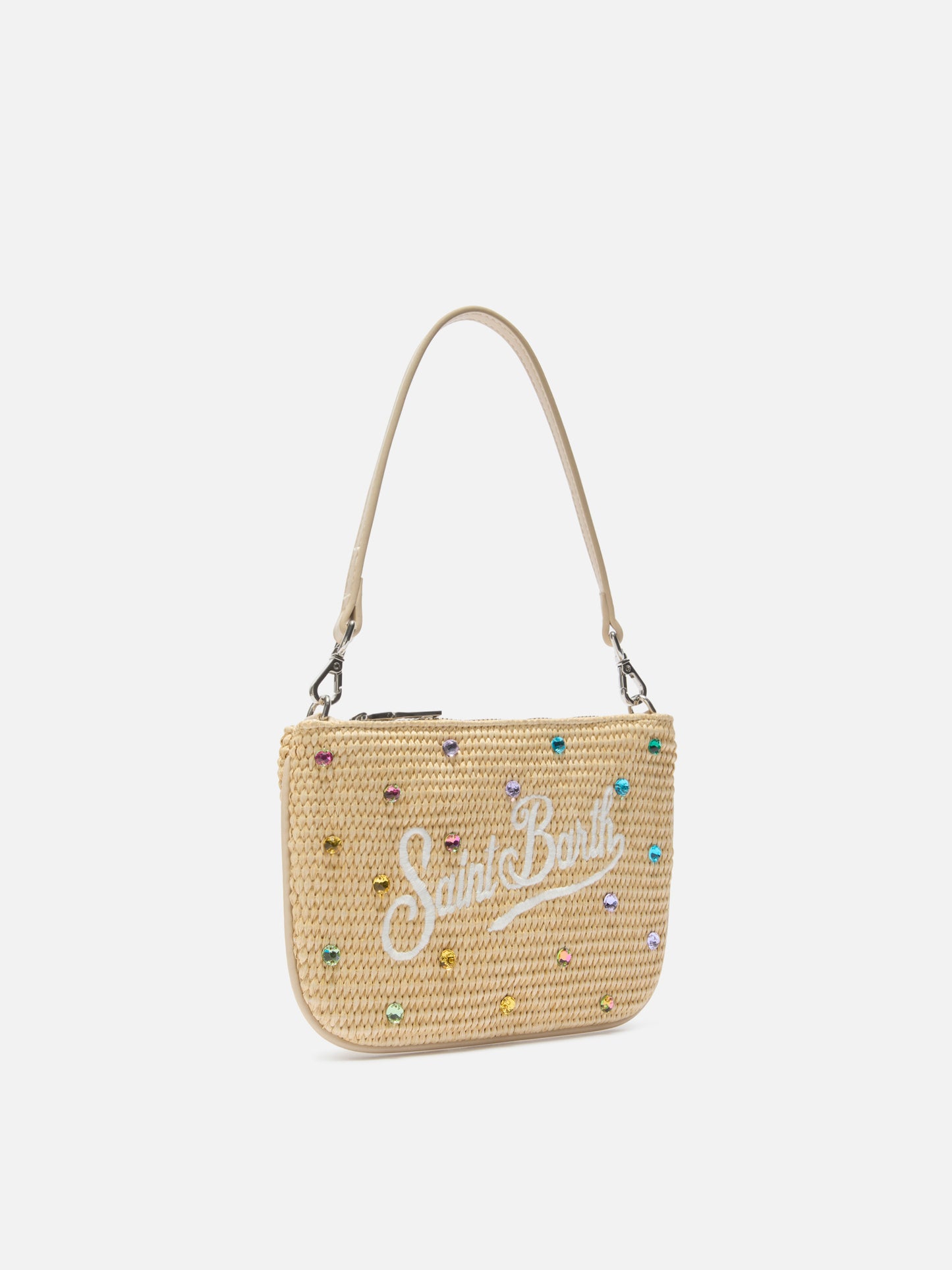Mini Parisienne pouch con manico a spalla removibile e strass multicolor