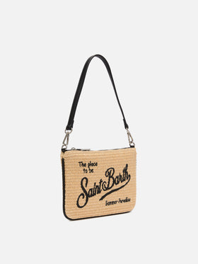 Beige Parisienne Straw mini pouch bag - MC2 Saint Barth