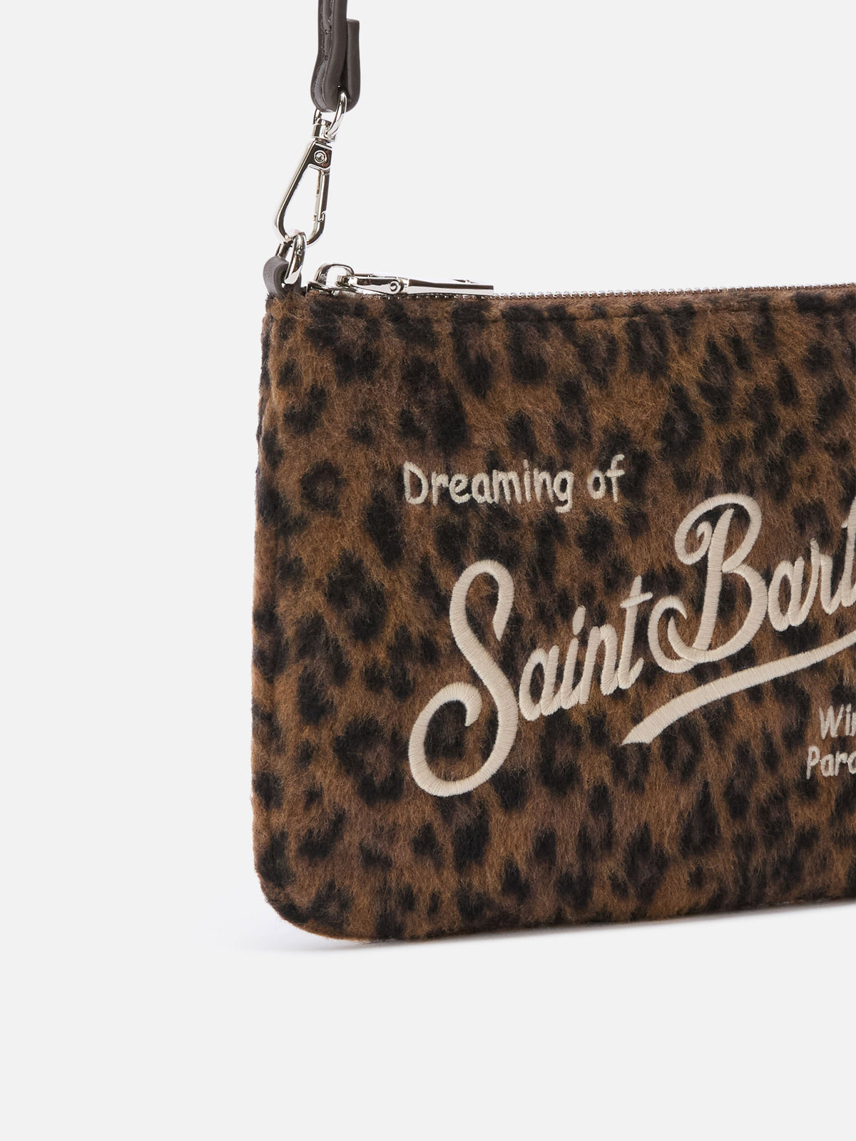 Mini Parisienne felt shoulder bag with leopard print