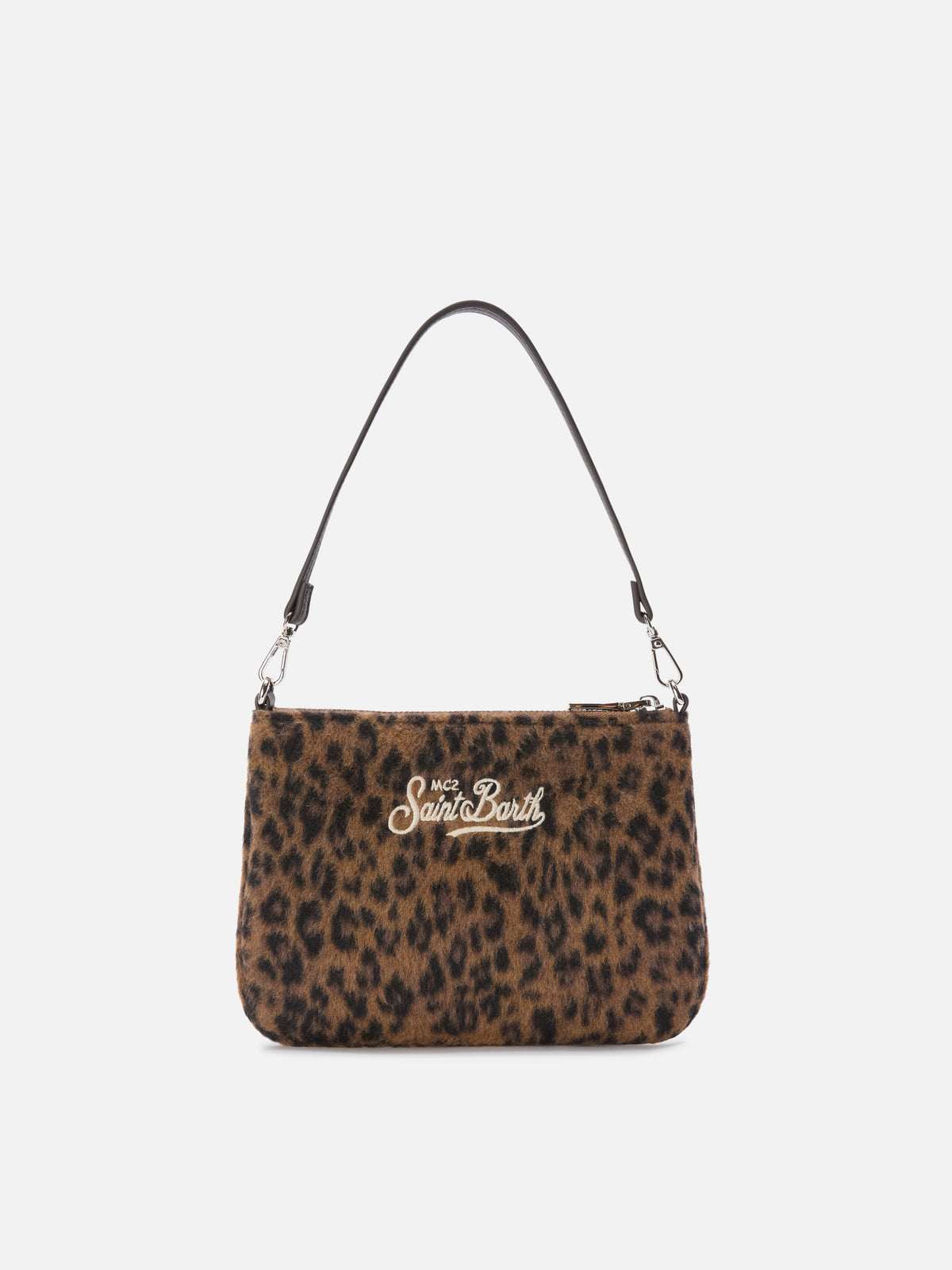 Mini Parisienne felt shoulder bag with leopard print
