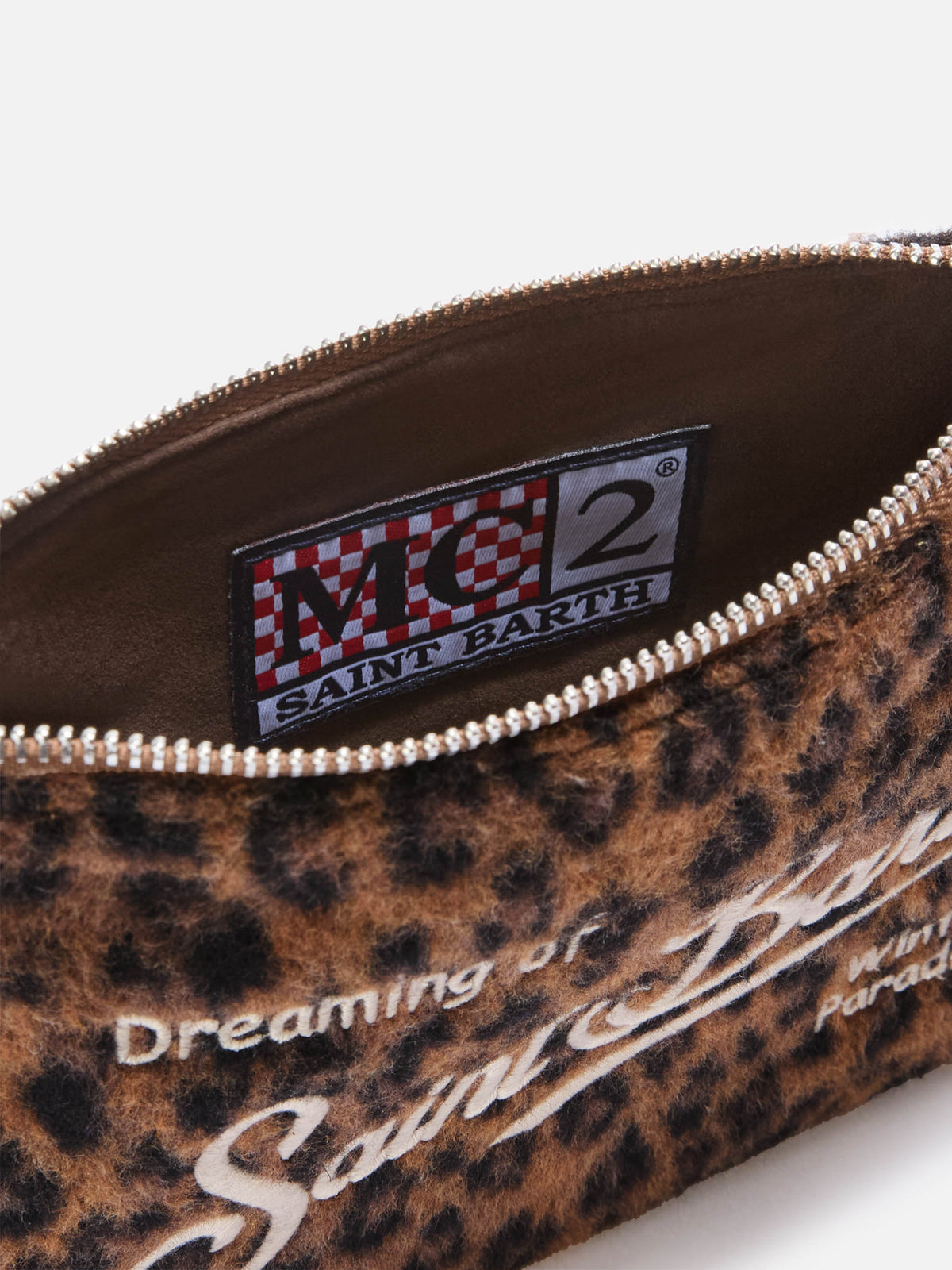 Mini Parisienne felt shoulder bag with leopard print