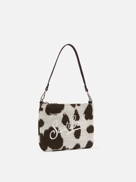 Parisienne Mini-Schultertasche aus Wollmischung mit Kuhfellmuster