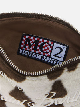 Parisienne Mini-Schultertasche aus Wollmischung mit Kuhfellmuster