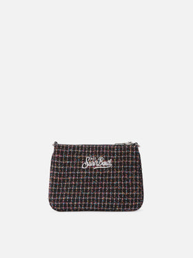 Parisienne Mini-Schultertasche aus glänzendem schwarzem Tweed