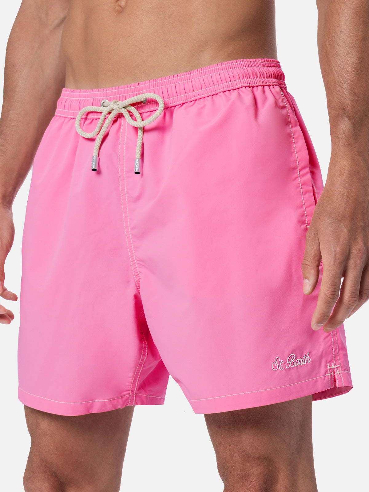 Pink mid-length swim shorts Patmos - MC2 Saint Barth