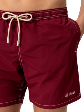 Burgundy mid-length classic light swim shorts Patmos - MC2 Saint Barth