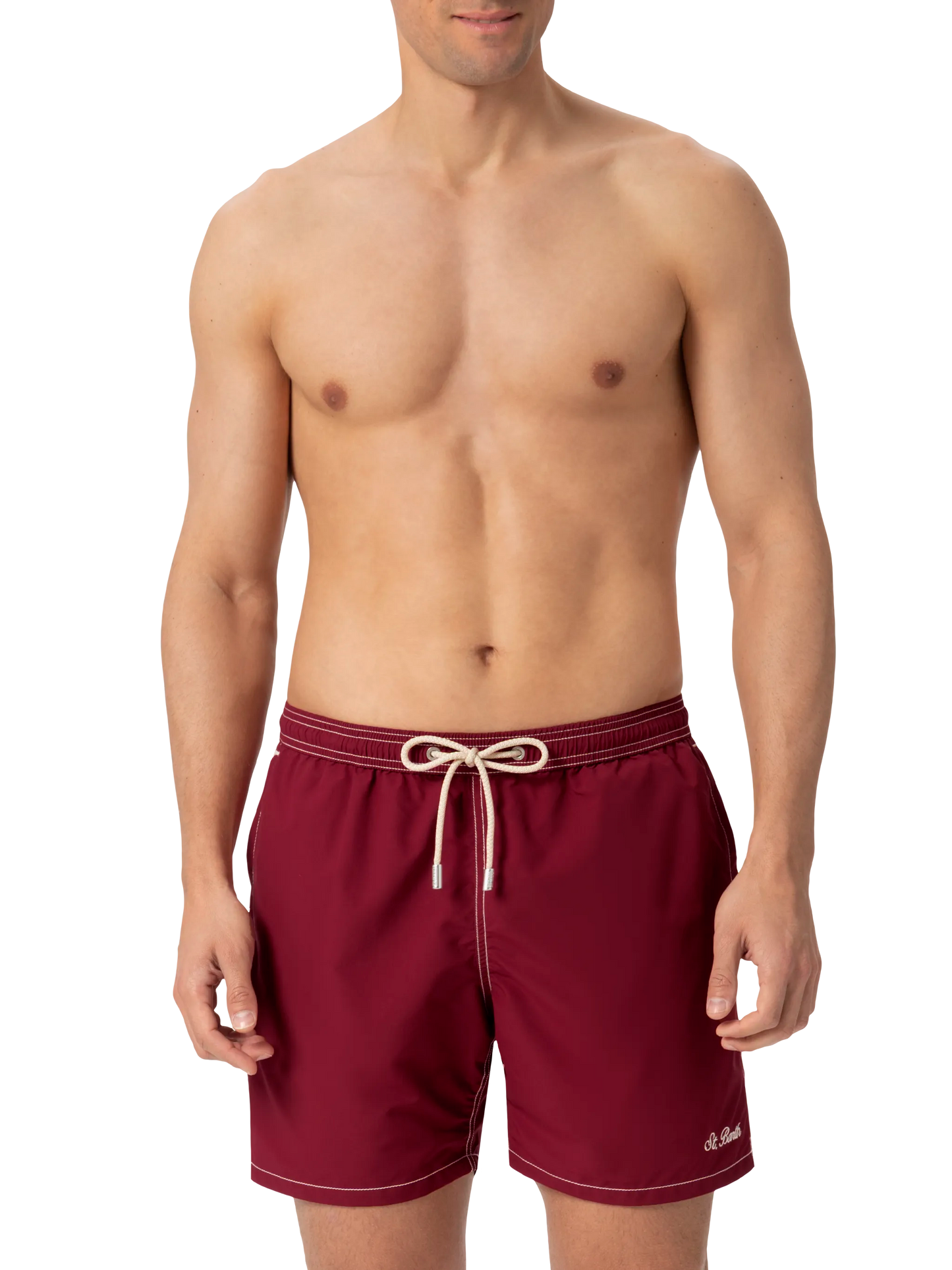 Burgundy mid-length classic light swim shorts Patmos - MC2 Saint Barth
