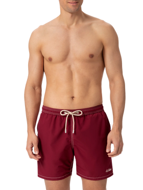 Burgundy mid-length classic light swim shorts Patmos - MC2 Saint Barth
