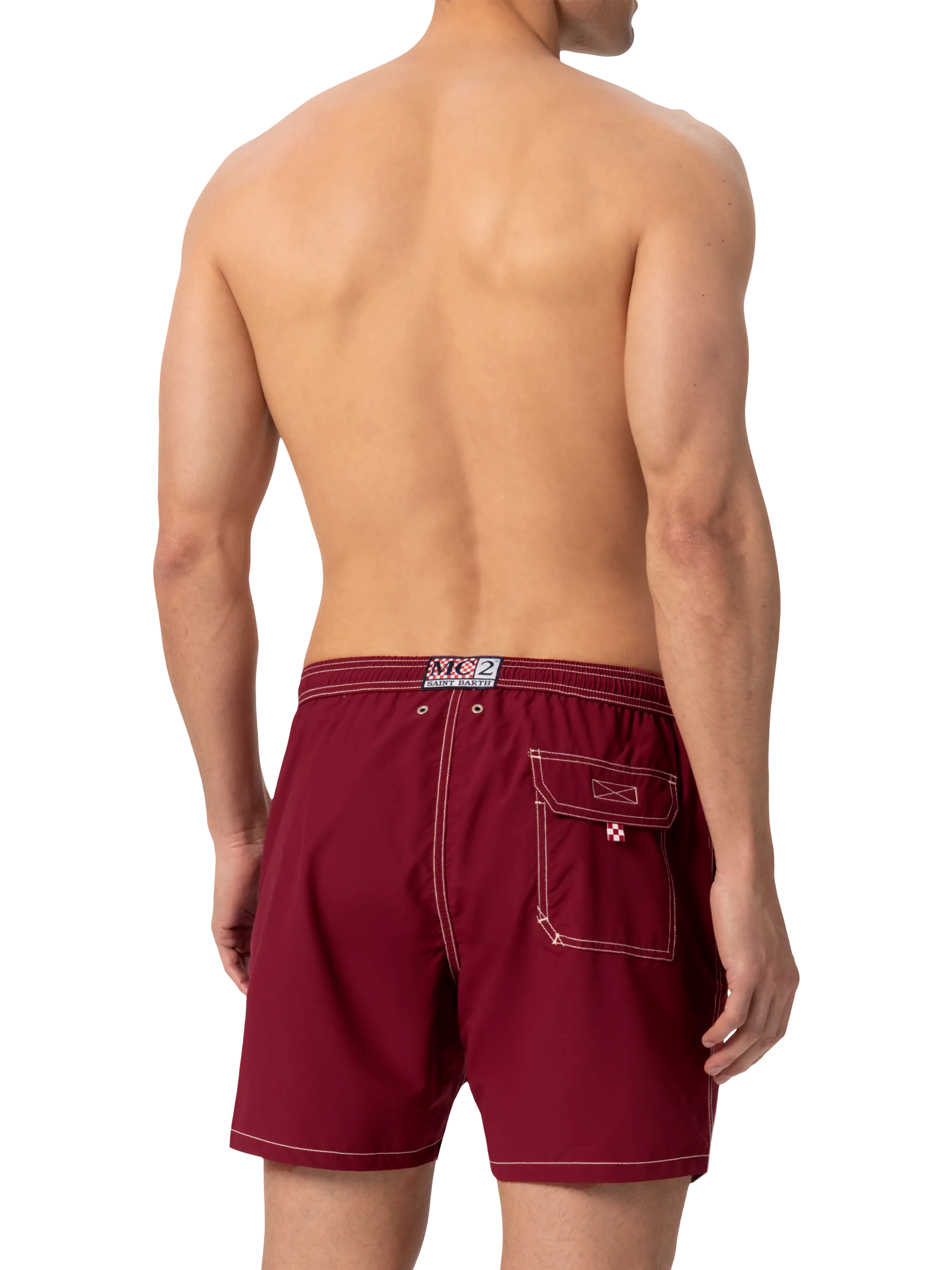 Burgundy mid-length classic light swim shorts Patmos - MC2 Saint Barth