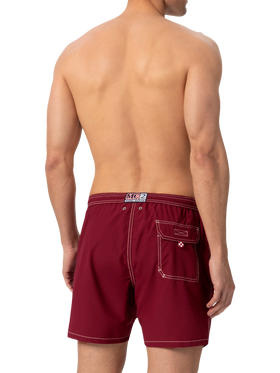 Burgundy mid-length classic light swim shorts Patmos - MC2 Saint Barth
