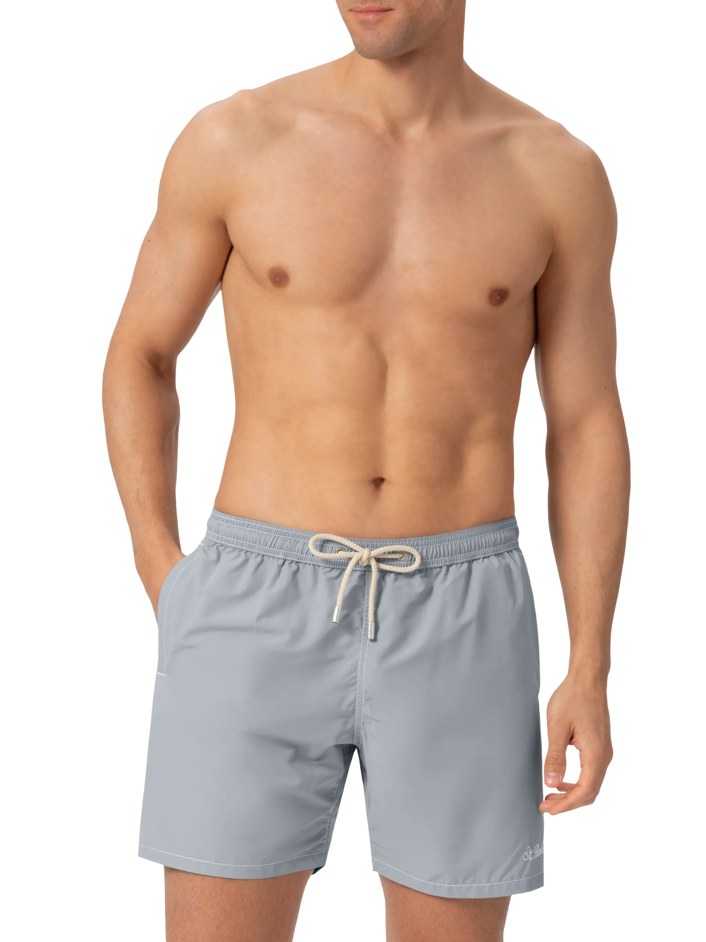 Grey mid-length classic light swim shorts Patmos - MC2 Saint Barth