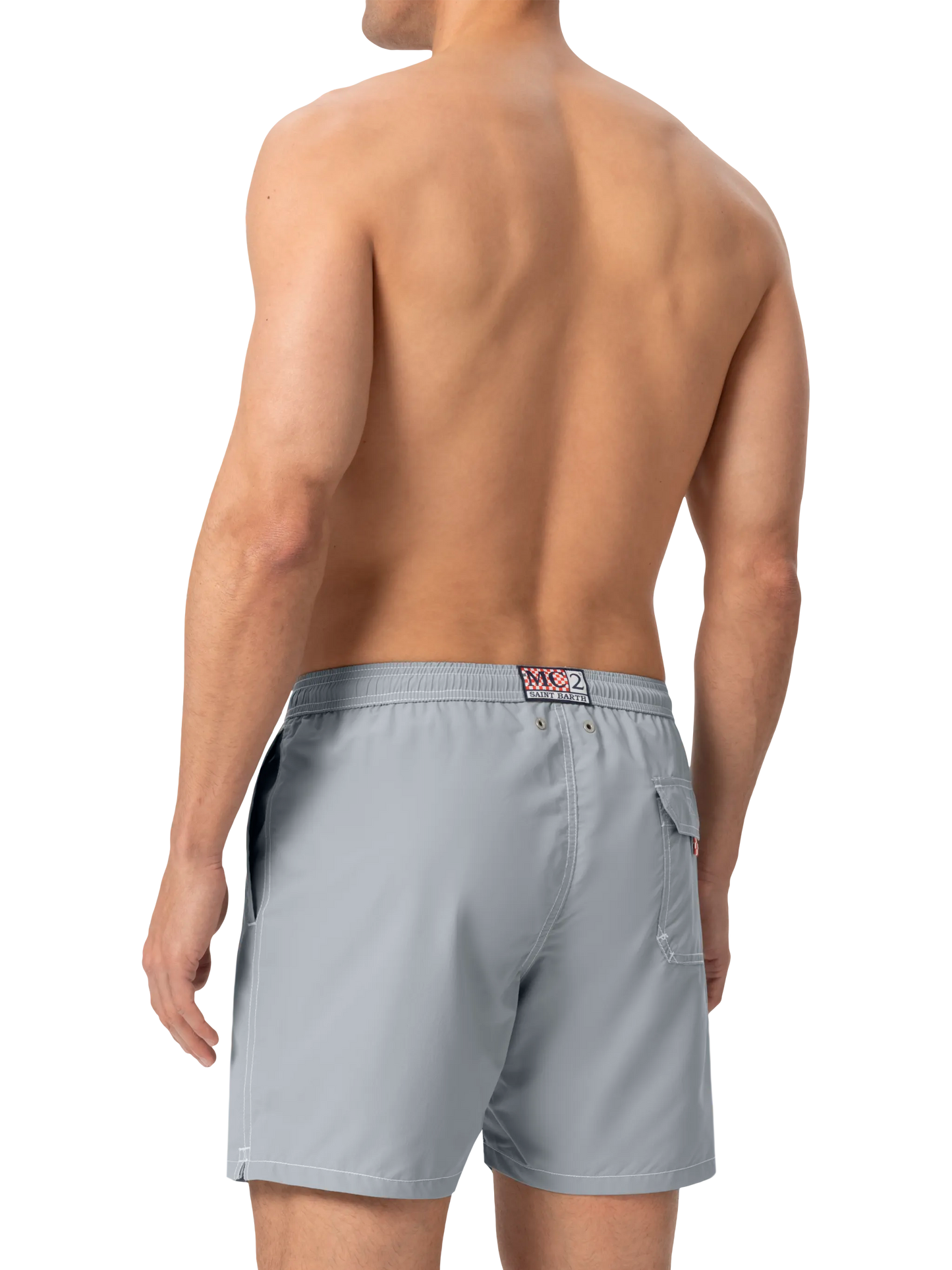 Grey mid-length classic light swim shorts Patmos - MC2 Saint Barth