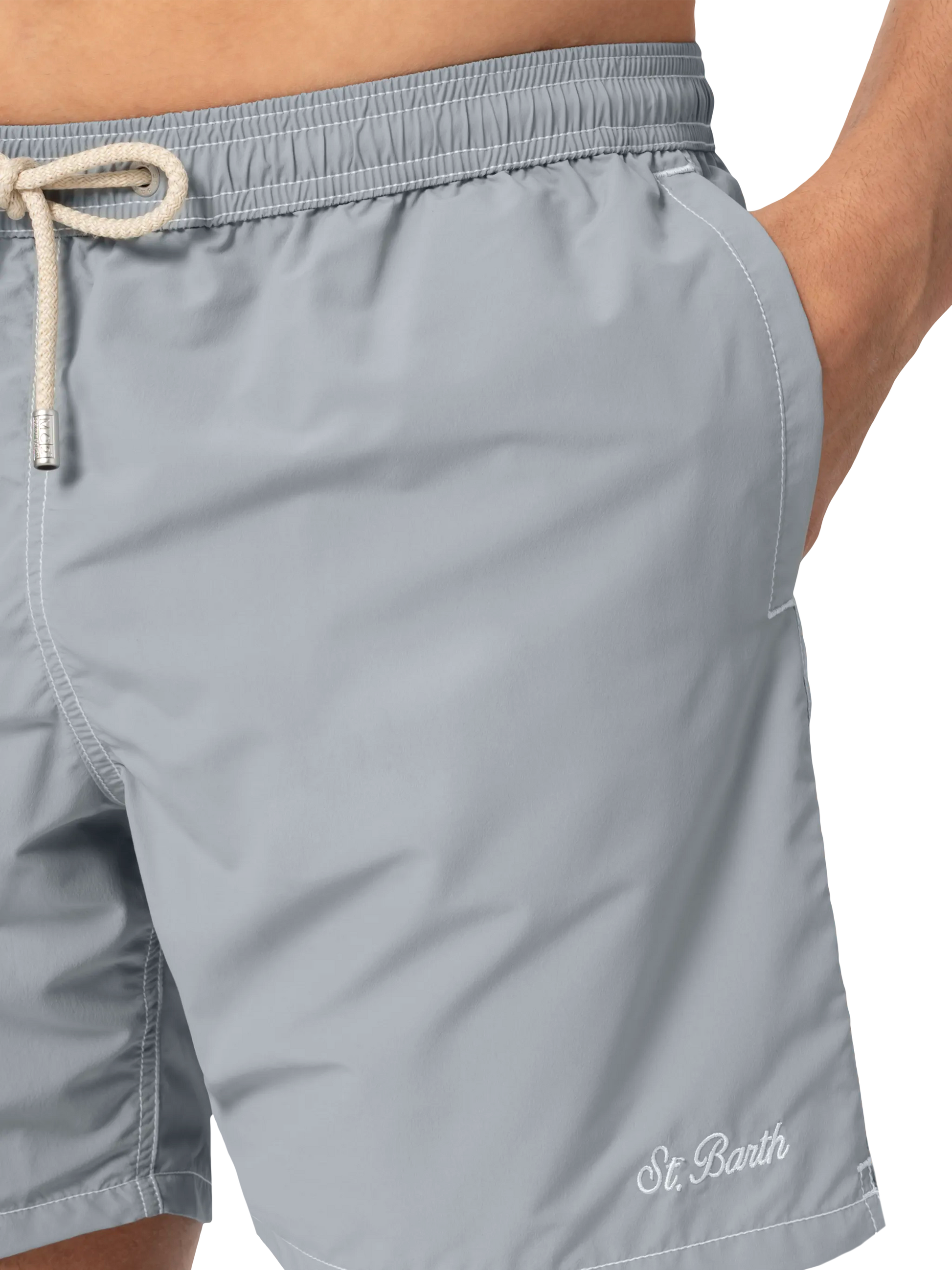 Grey mid-length classic light swim shorts Patmos - MC2 Saint Barth