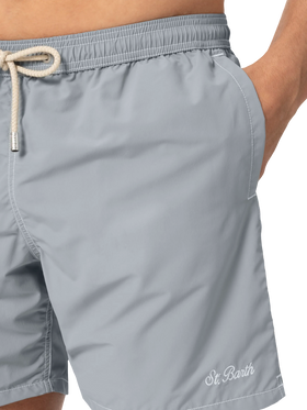 Grey mid-length classic light swim shorts Patmos - MC2 Saint Barth