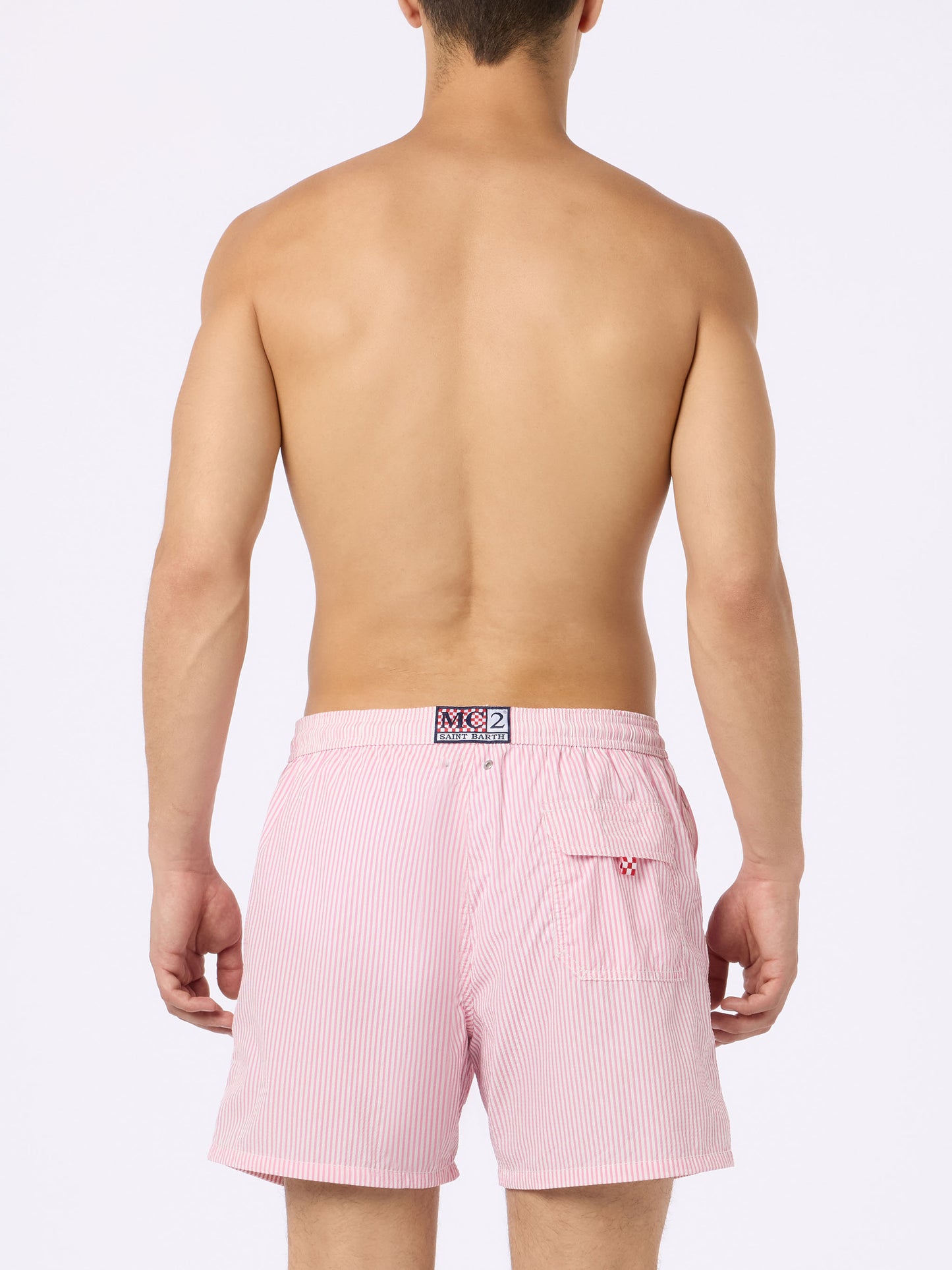 Man seersucker striped swim shorts Patmos