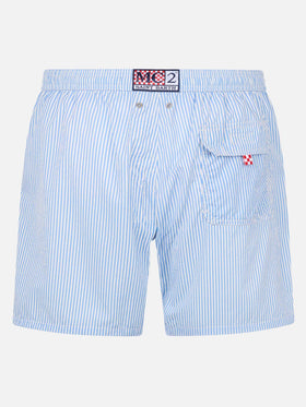 Costume mare Patmos in seersucker a righe azzurre chiare