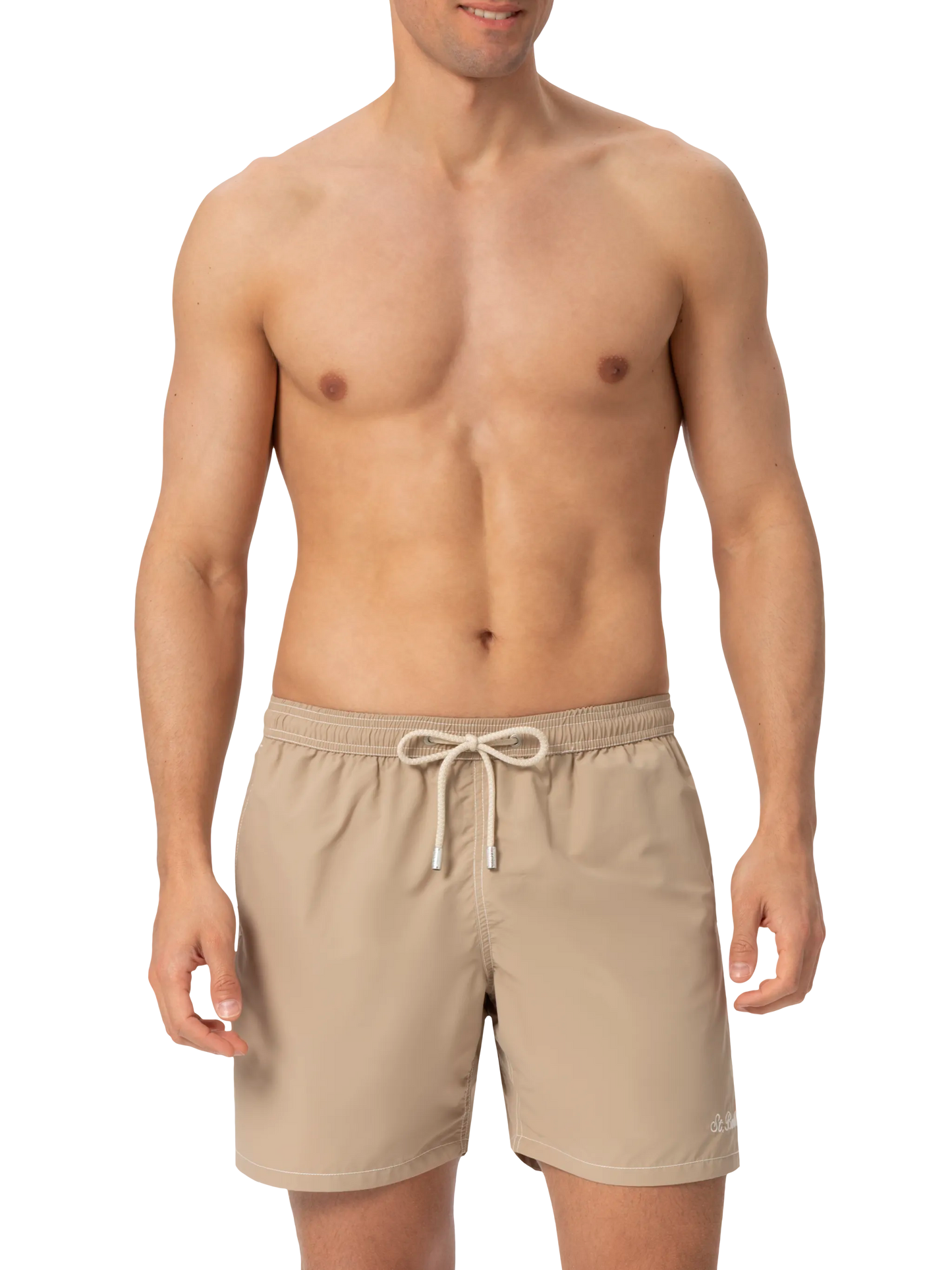 Beige mid-length classic light swim shorts Patmos - MC2 Saint Barth