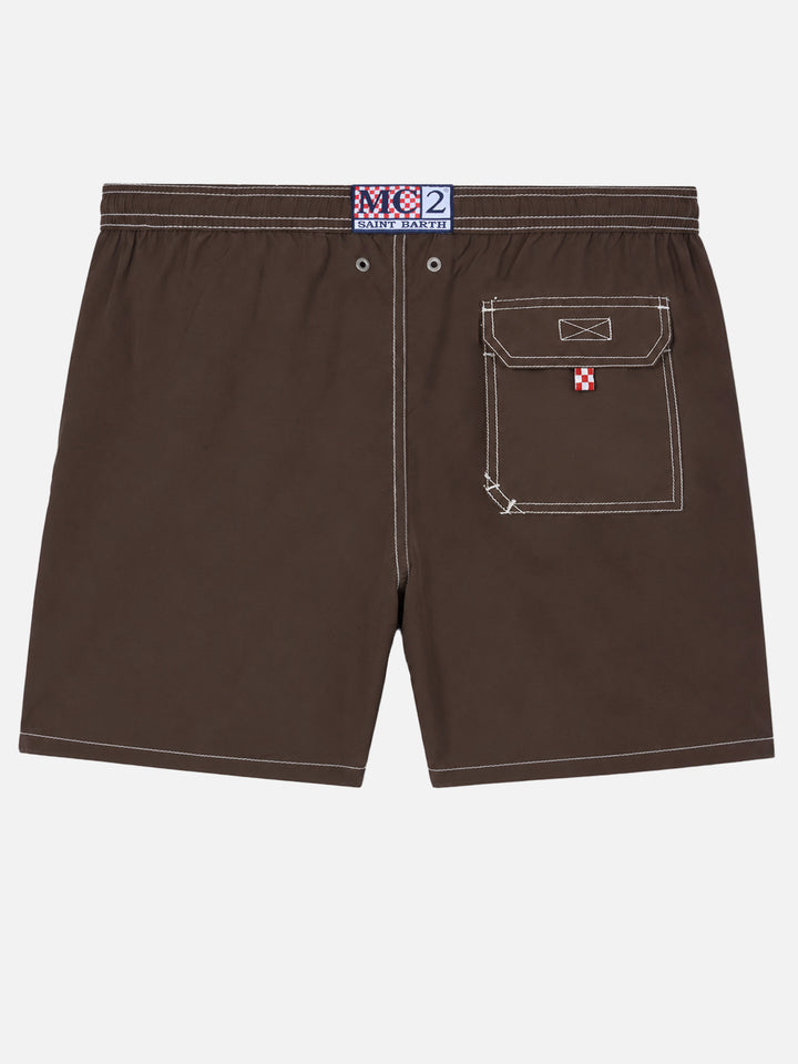 Short de bain classique léger mi-long camel Patmos 