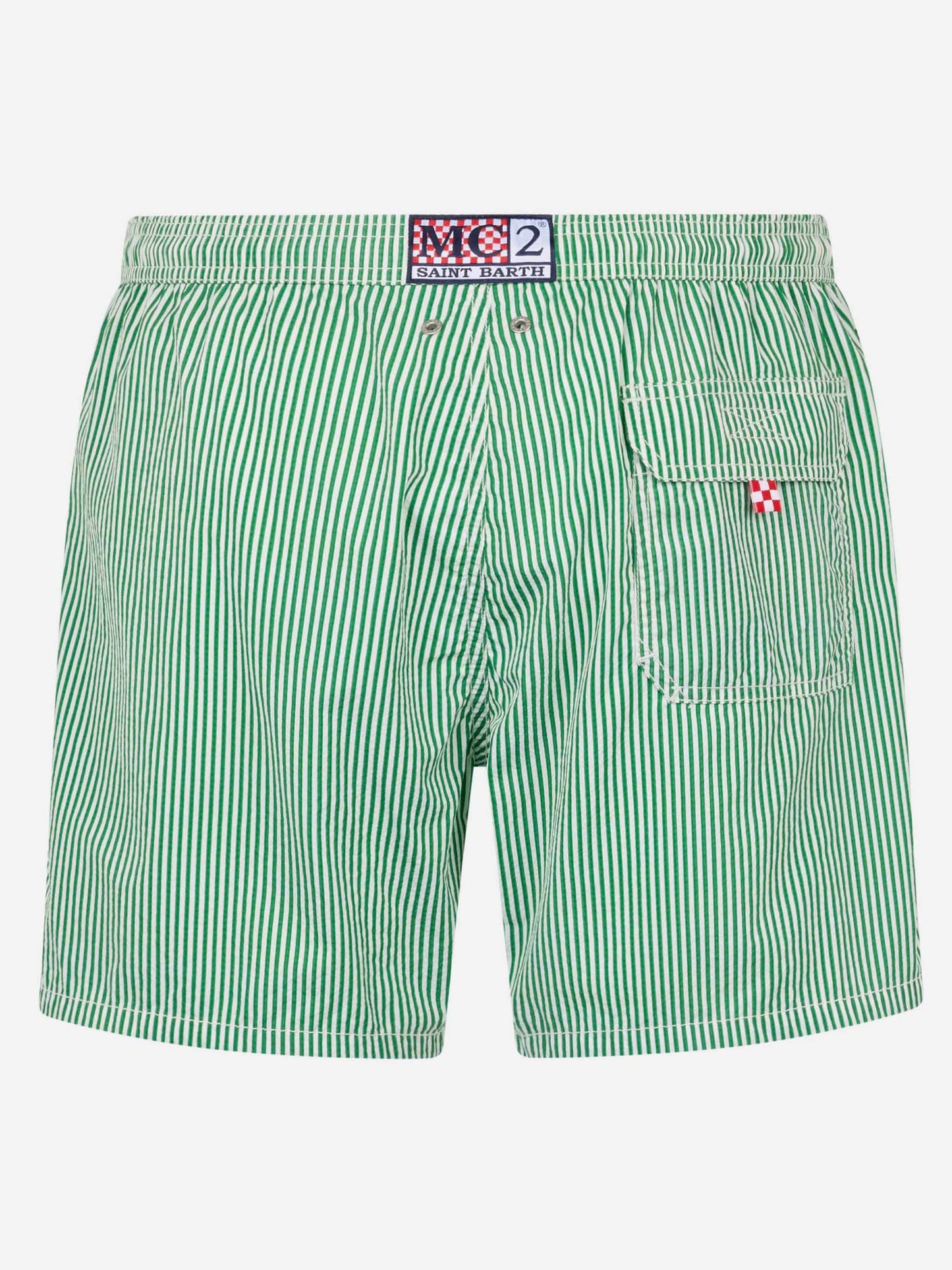 Costume classico leggero Patmos in seersucker a righe verdi S