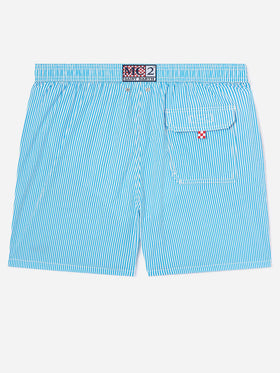 Bañador shorts de seersucker a rayas Patmos en bluette y blanco 