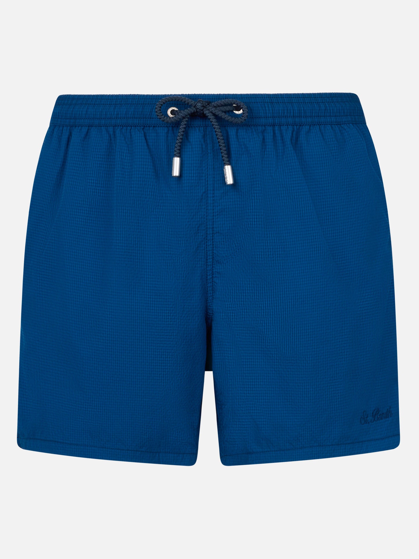 Patmos navy blue seersucker classic light swim shorts