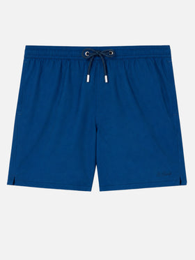Costume classico leggero Patmos in seersucker a righe blu navy