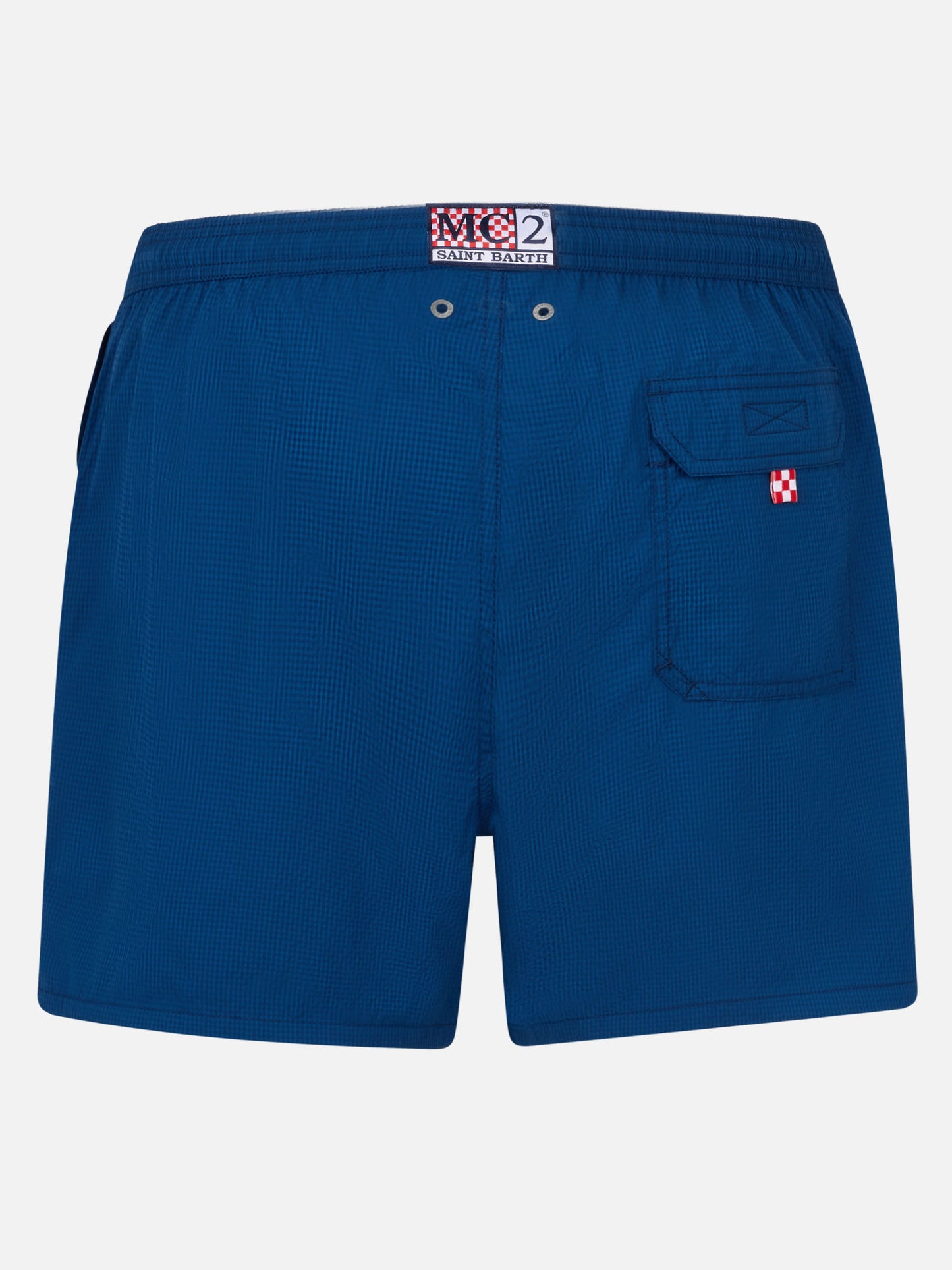 Patmos navy blue seersucker classic light swim shorts