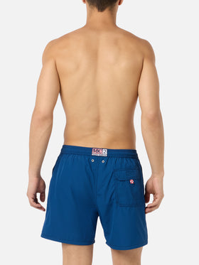 Patmos navy blue seersucker classic light swim shorts