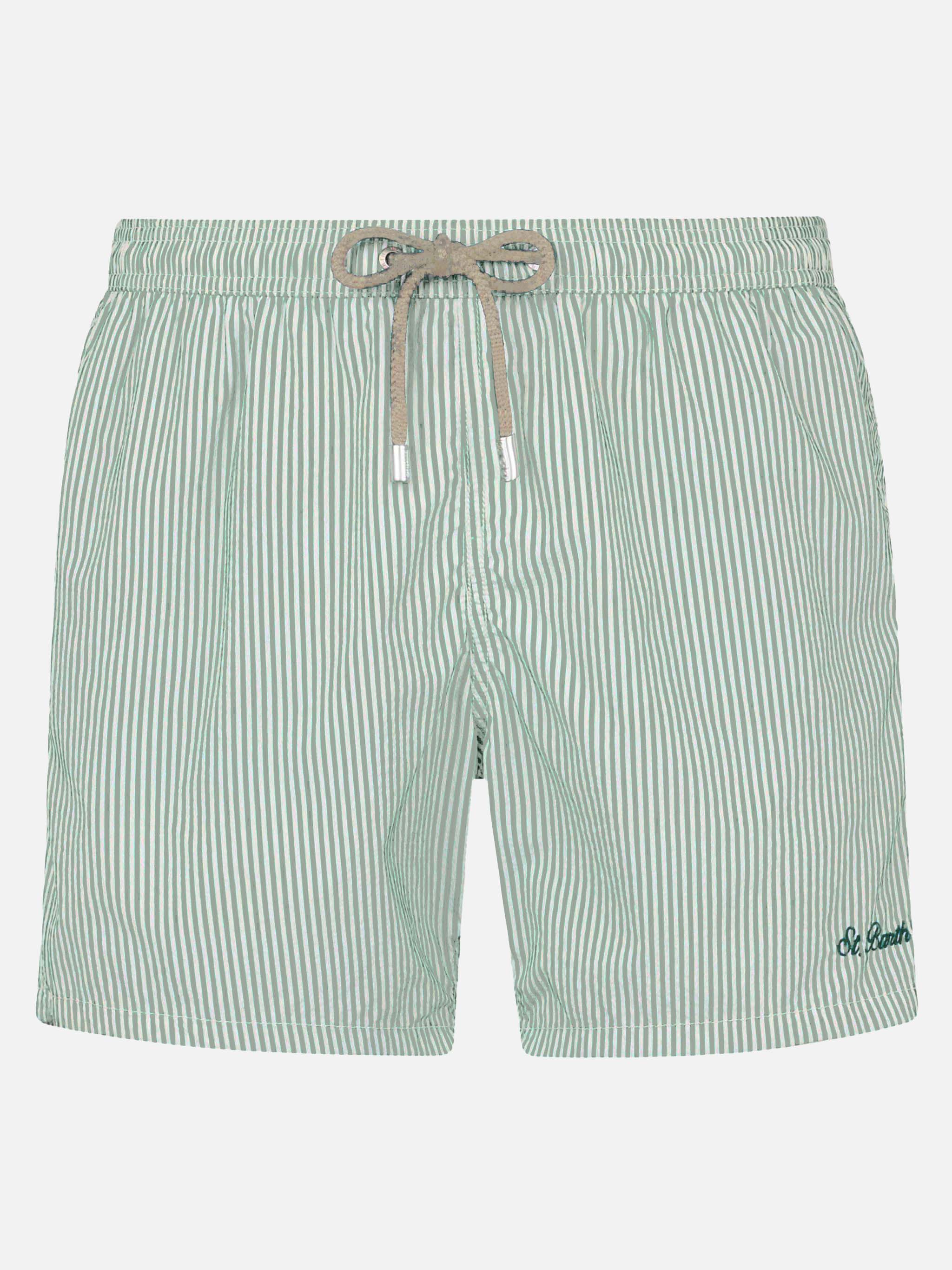 Costume classico leggero Patmos in seersucker a righe verdie salvia ...