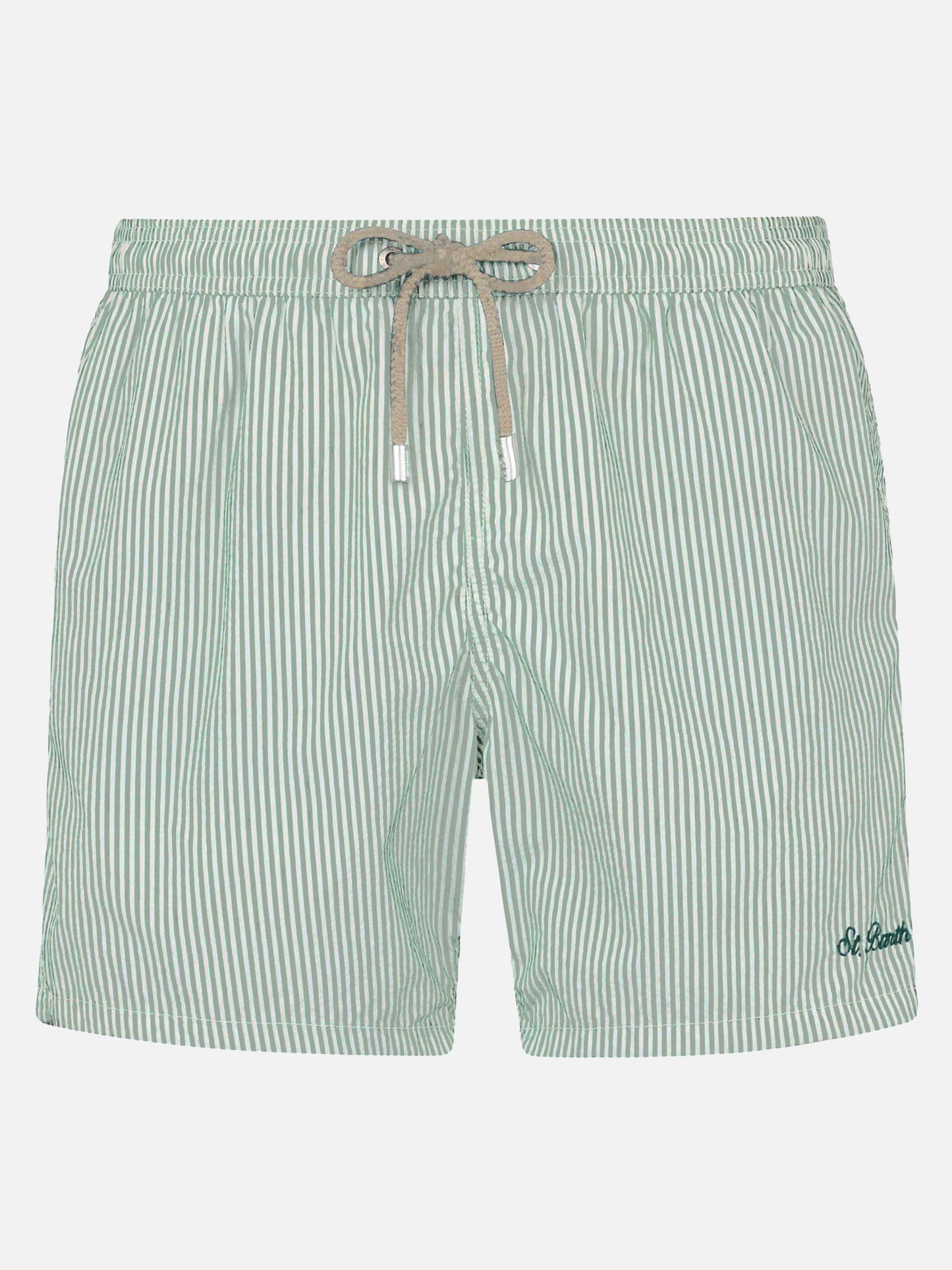 Patmos Badeshorts aus Seersucker in Salbeigrün mit Streifen, klassisch leicht