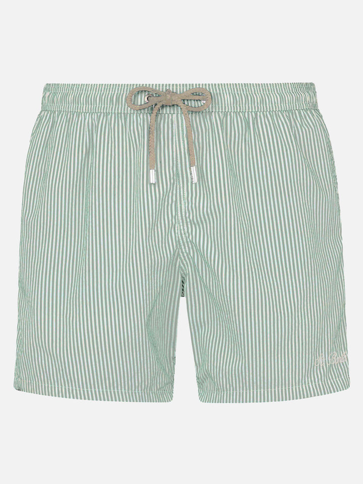 Patmos Badeshorts aus Seersucker in Salbeigrün mit Streifen, klassisch leicht