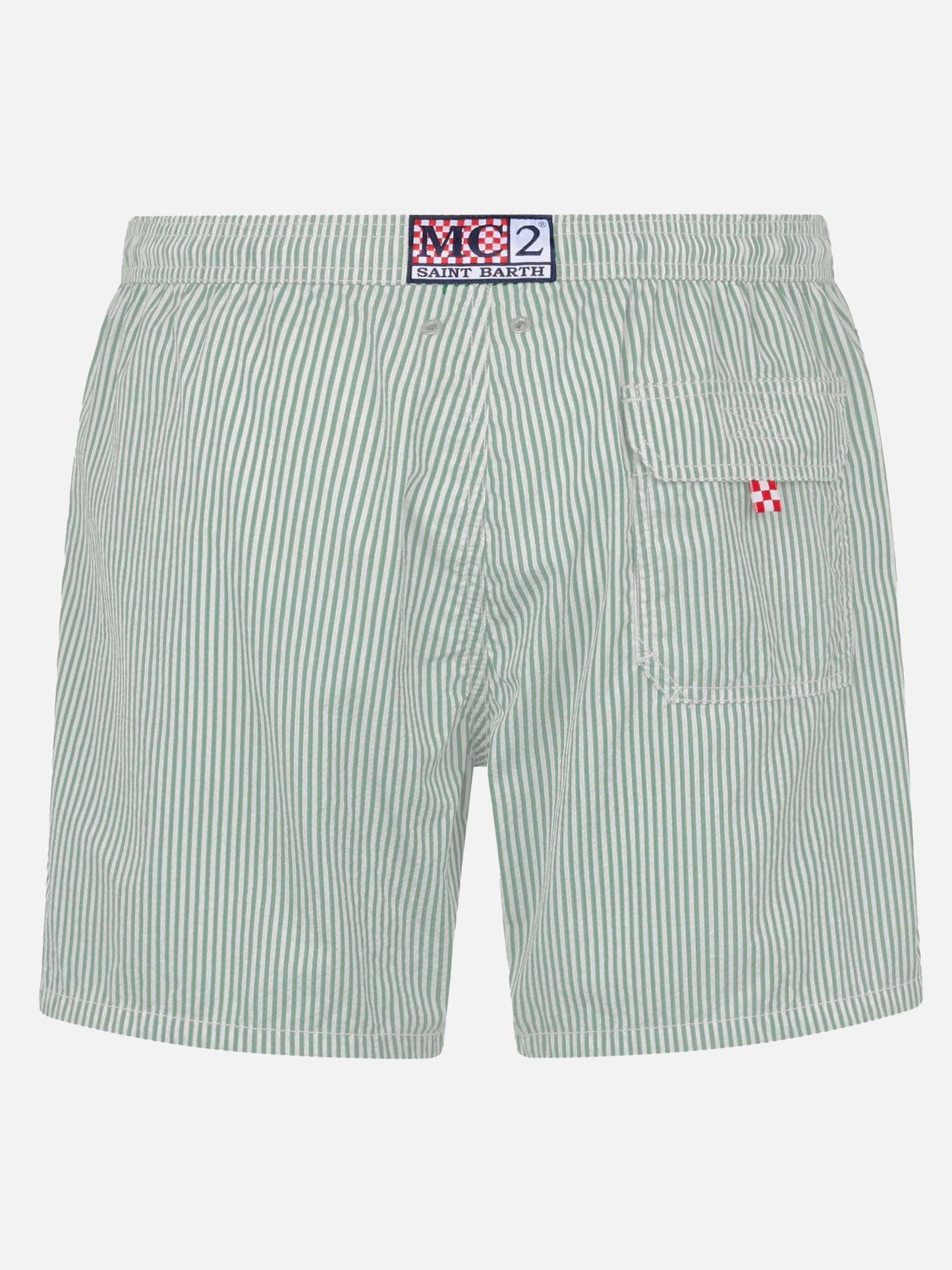 Patmos Badeshorts aus Seersucker in Salbeigrün mit Streifen, klassisch leicht