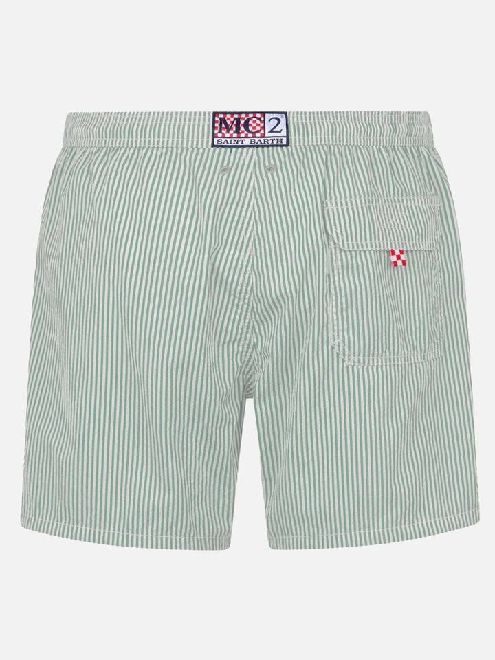 Patmos Badeshorts aus Seersucker in Salbeigrün mit Streifen, klassisch leicht