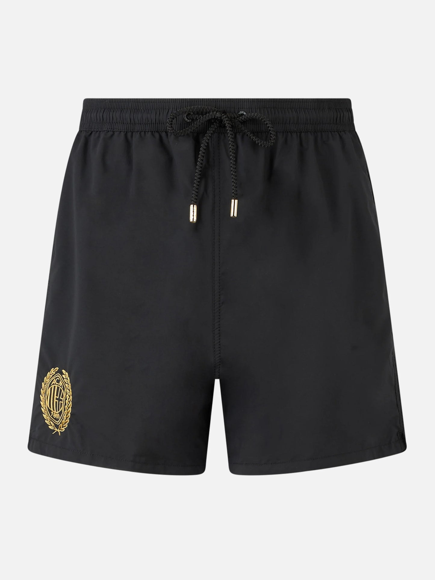 Schwarze, klassische, leichte Badehose Patmos mit Milan 125-Stickerei | AC MILAN 125 SPECIAL EDITION