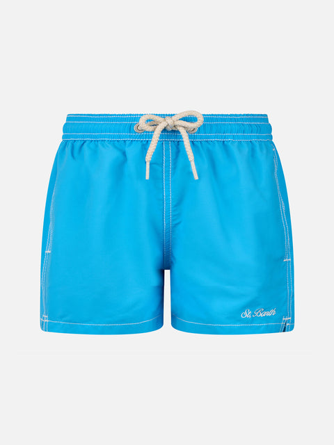 Boy aqua blue mid-length swim shorts Patmos Jr - MC2 Saint Barth