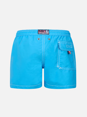 Boy aqua blue mid-length swim shorts Patmos Jr - MC2 Saint Barth