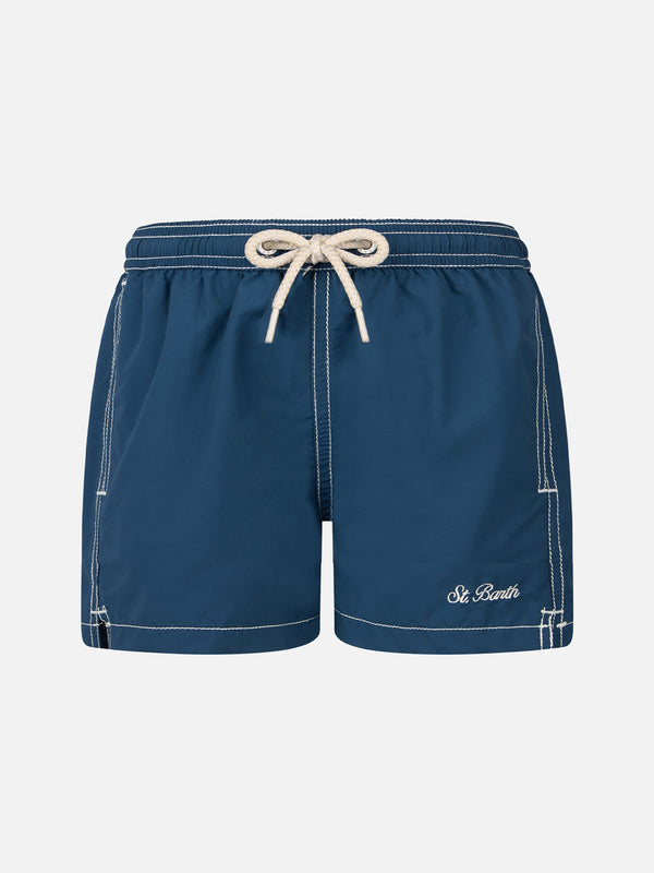 Marineblaue mittellange Badeshorts für Jungen Patmos Jr