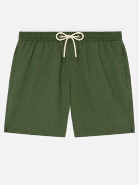 Patmos swim shorts in military green with used effect and logo embroidery