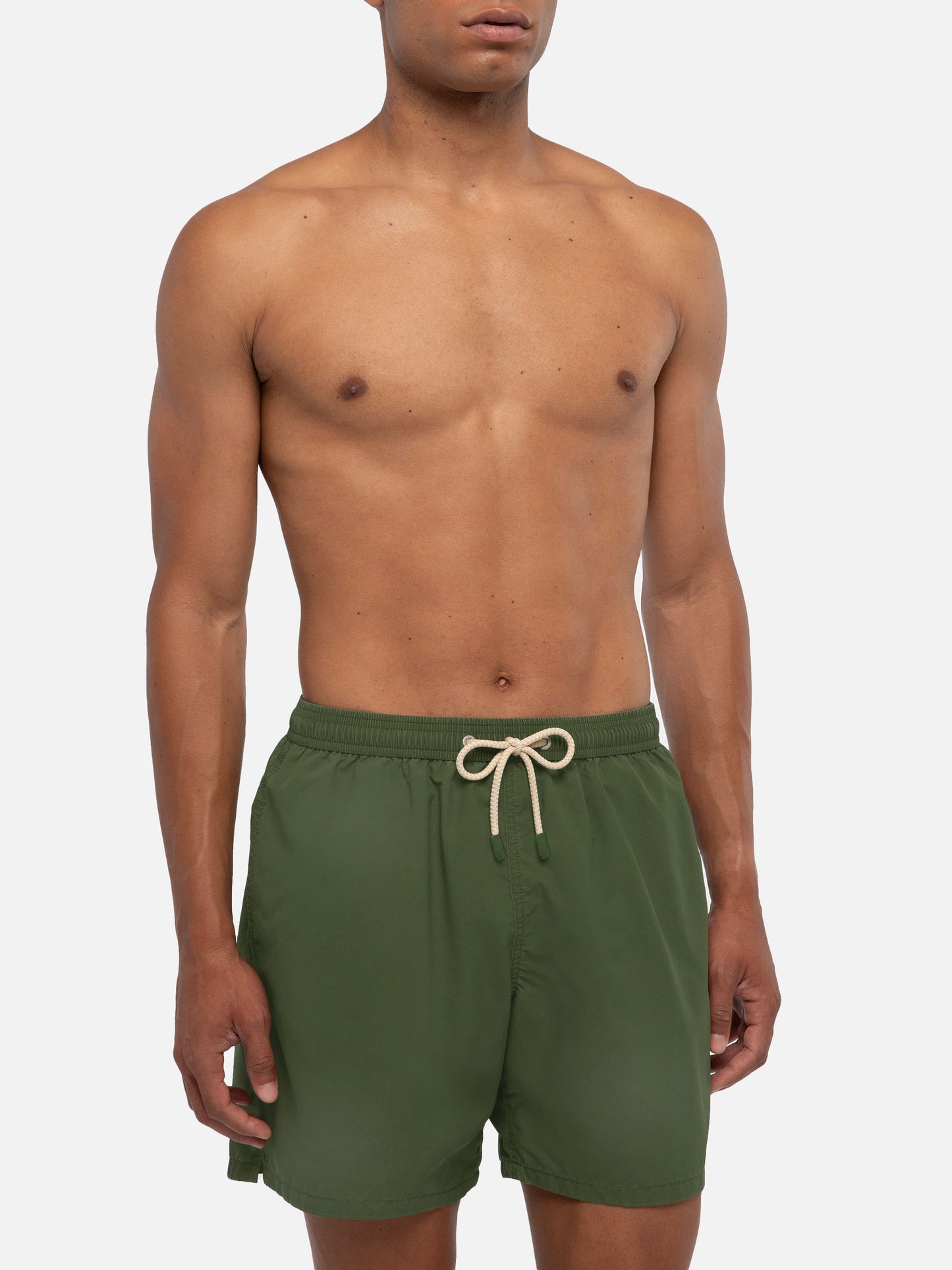 Patmos swim shorts in military green with used effect and logo embroidery