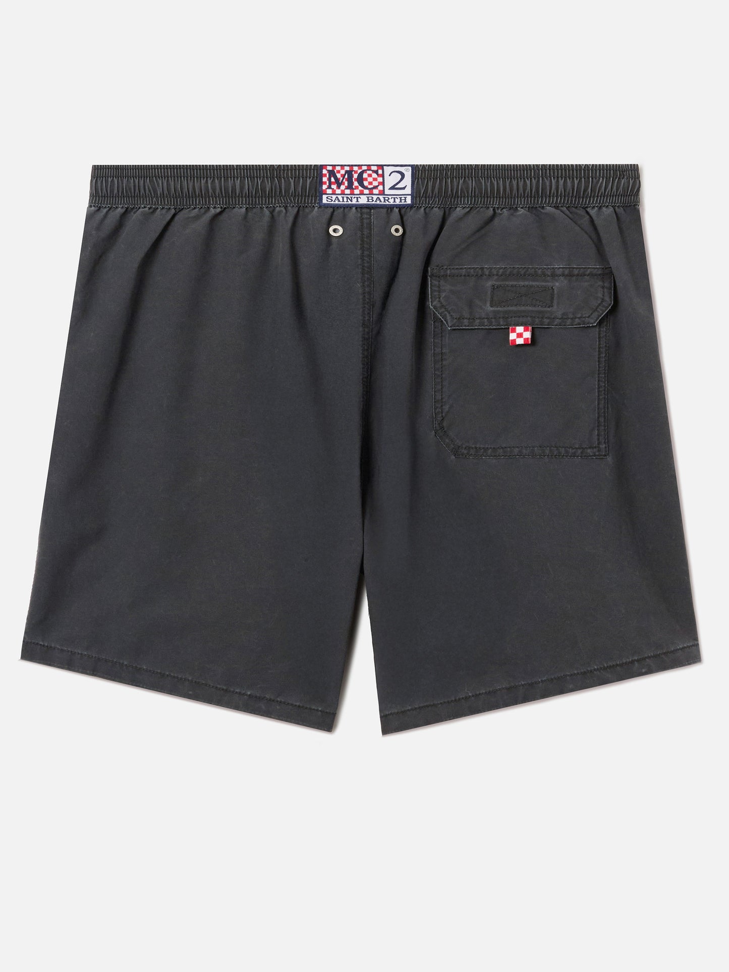 Costume mare Patmos nero con effetto used e ricamo logo