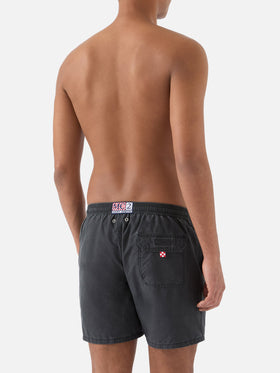 Costume mare Patmos nero con effetto used e ricamo logo