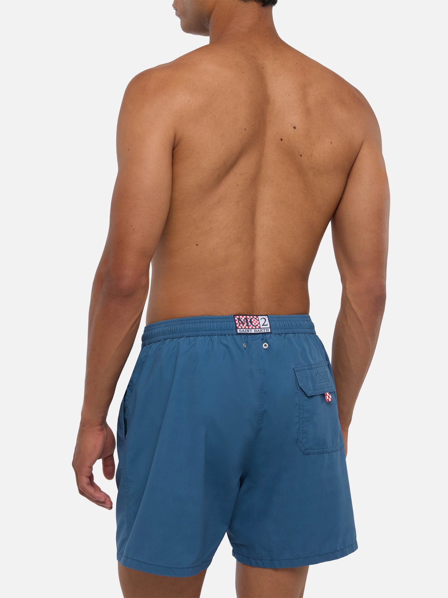 Patmos-Badeshorts in Navy blue mit Used-Effekt und Logostickerei 